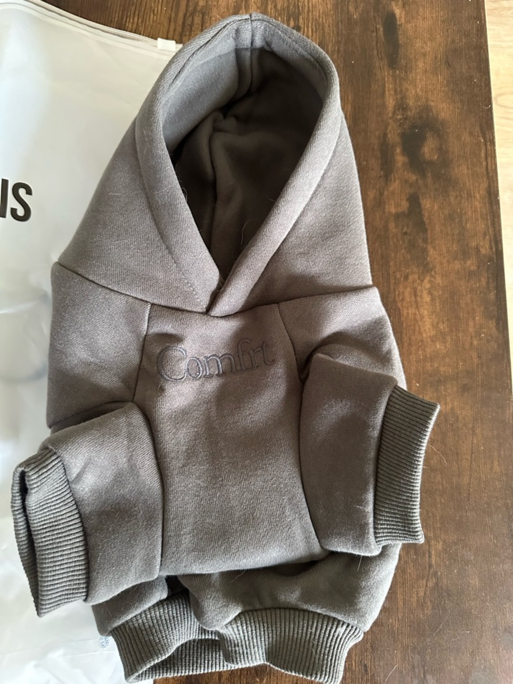 Comfort Embroidered Gray Dog Hoodie - Cozy Pet Sweatshirt